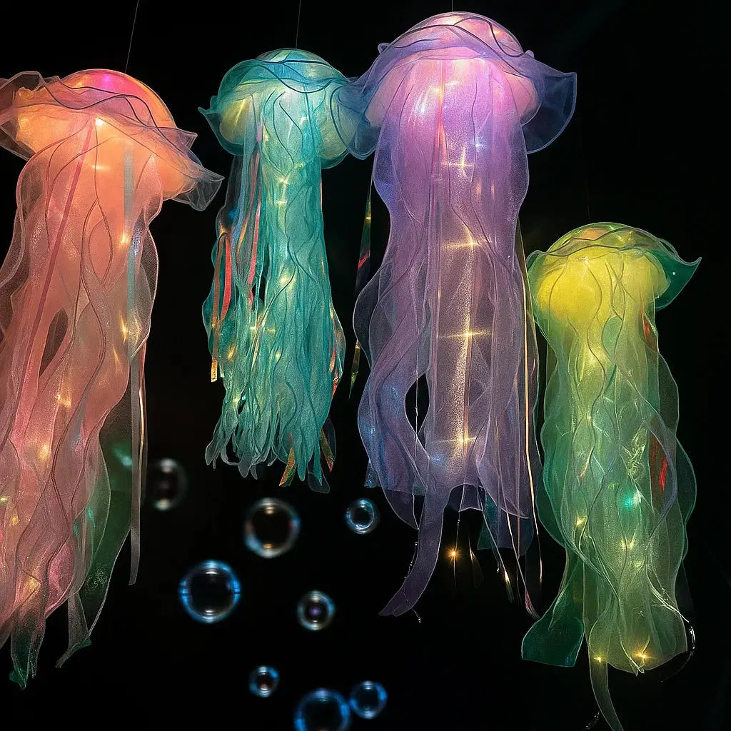Kwallenlamp LED Hangend Kunststof 50x20cm Kleurrijk Batterij Woonkamer Kinderkamer Feestdecoratie Oceaan Themafeest Sfeerlicht Decoratie