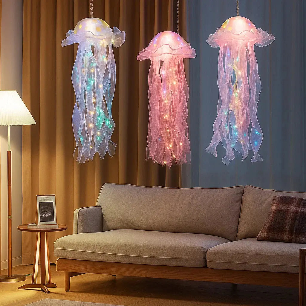 Kwallenlamp LED Hangend Kunststof 50x20cm Kleurrijk Batterij Woonkamer Kinderkamer Feestdecoratie Oceaan Themafeest Sfeerlicht Decoratie