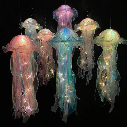 Kwallenlamp LED Hangend Kunststof 50x20cm Kleurrijk Batterij Woonkamer Kinderkamer Feestdecoratie Oceaan Themafeest Sfeerlicht Decoratie