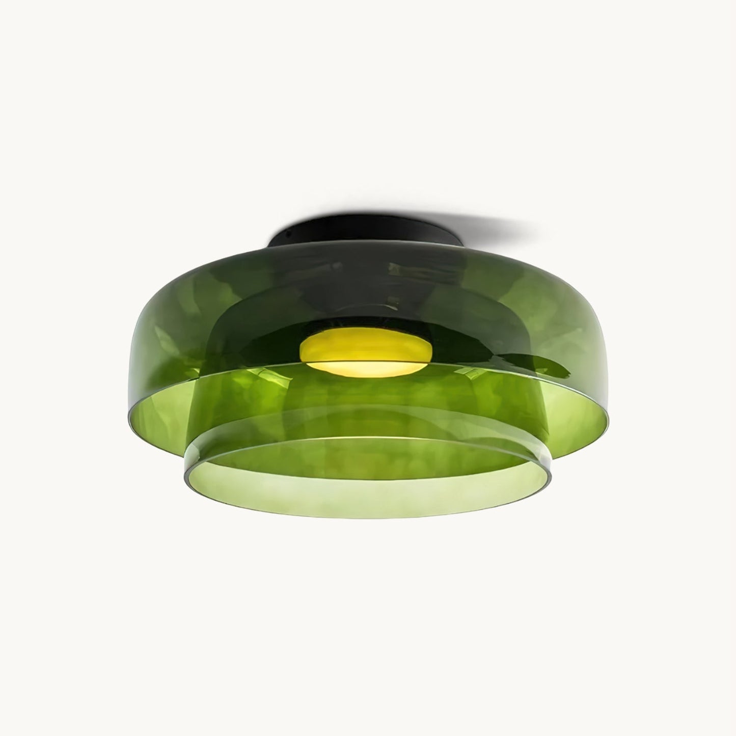 Plafondlamp Gelaagd Glas Metaal Zwart Groen Rookgrijs Oranje LED 32-42cm 3 Lichtkleuren