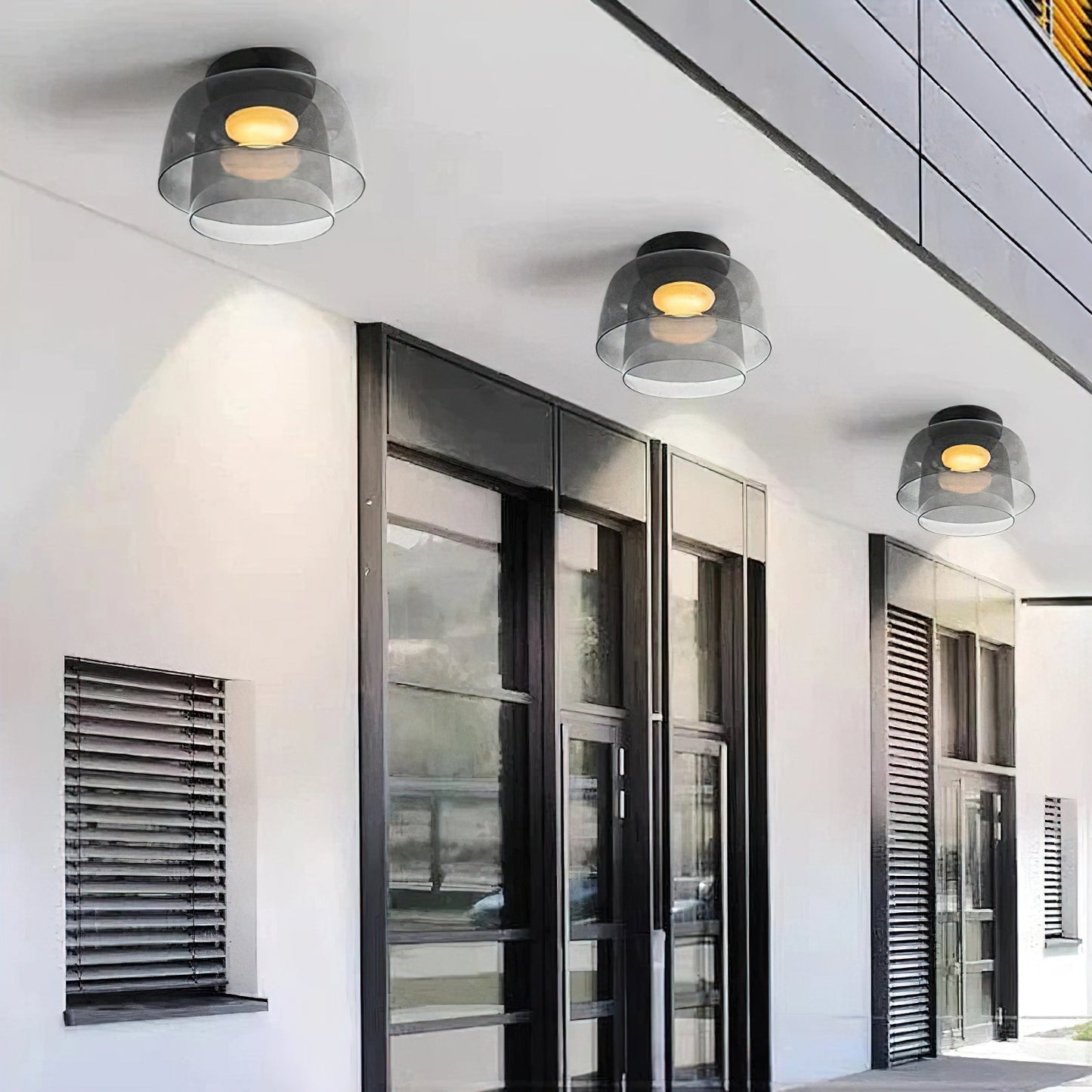 Plafondlamp Gelaagd Glas Metaal Zwart Groen Rookgrijs Oranje LED 32-42cm 3 Lichtkleuren