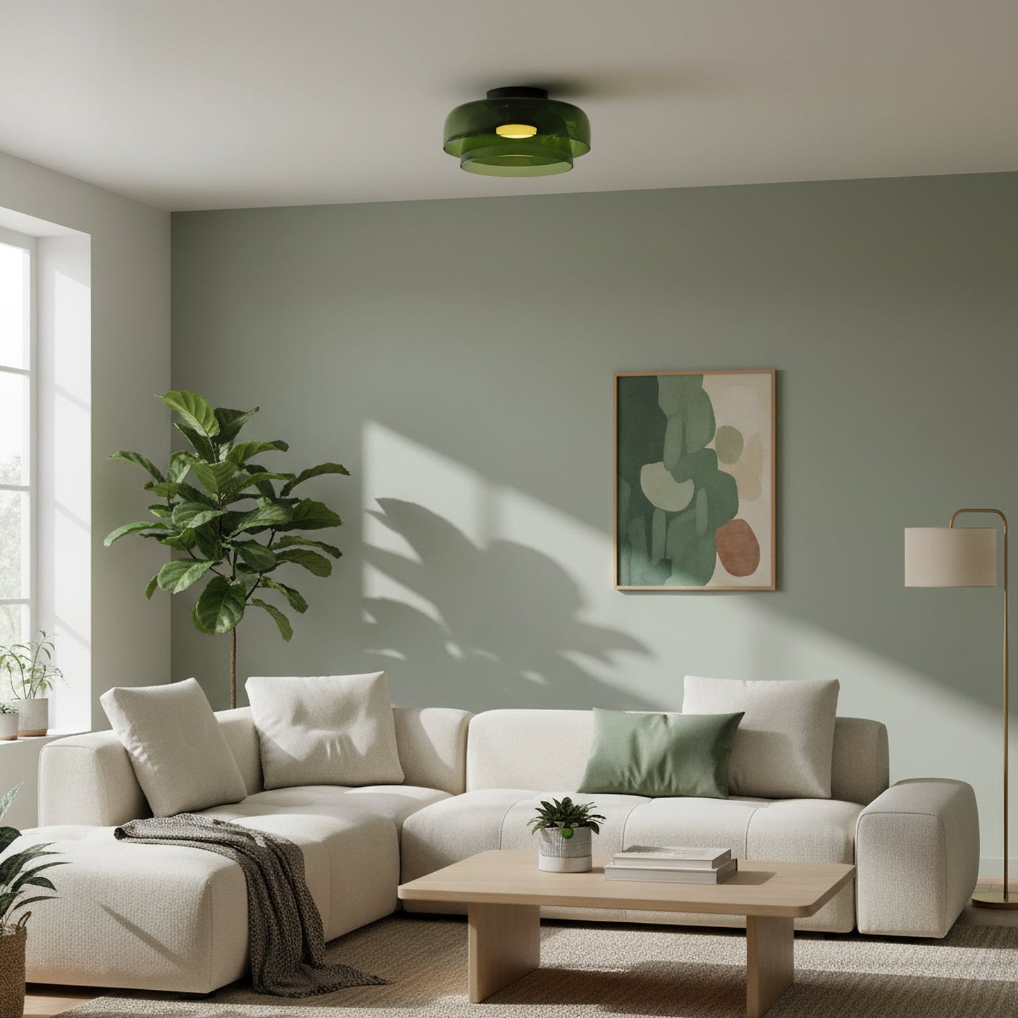 Plafondlamp Gelaagd Glas Metaal Zwart Groen Rookgrijs Oranje LED 32-42cm 3 Lichtkleuren