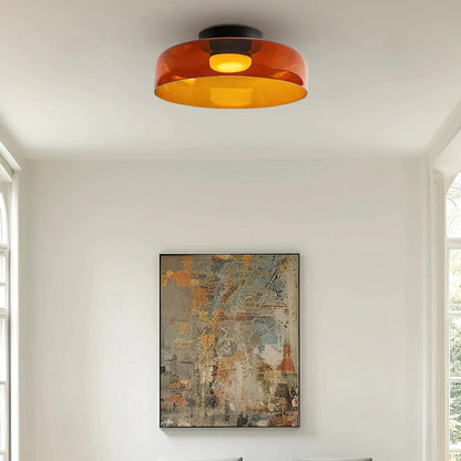 Plafondlamp Gelaagd Glas Metaal Zwart Groen Rookgrijs Oranje LED 32-42cm 3 Lichtkleuren