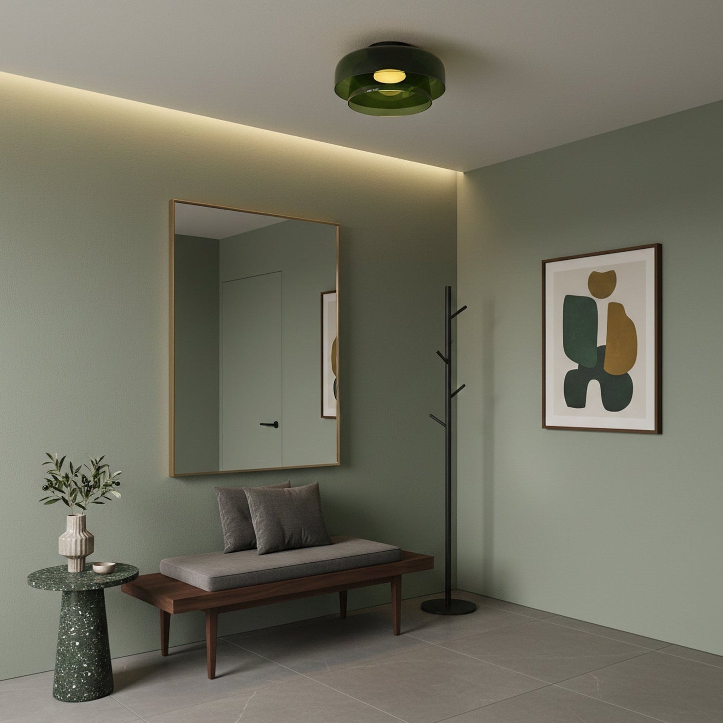 Plafondlamp Gelaagd Glas Metaal Zwart Groen Rookgrijs Oranje LED 32-42cm 3 Lichtkleuren