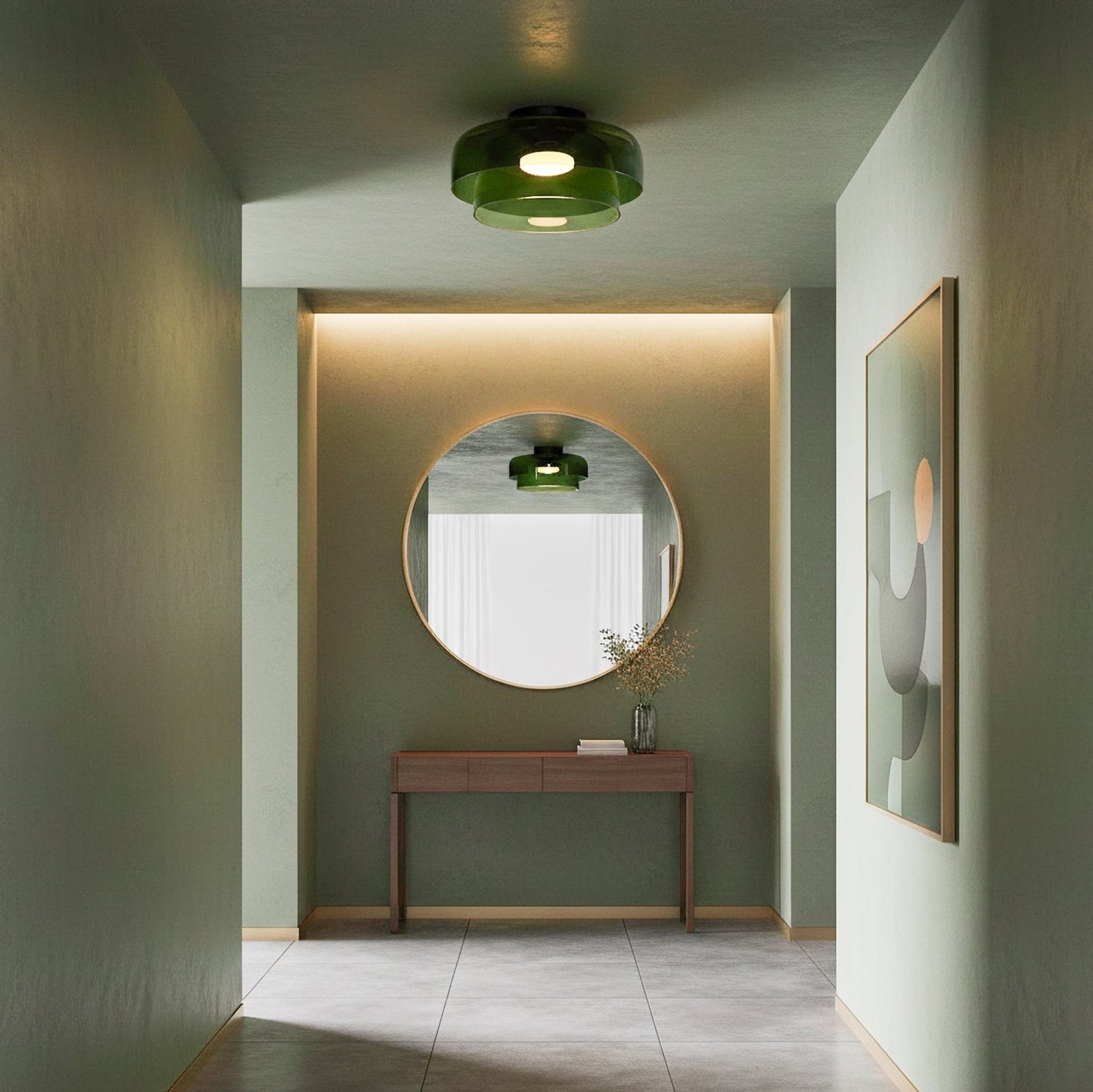 Plafondlamp Gelaagd Glas Metaal Zwart Groen Rookgrijs Oranje LED 32-42cm 3 Lichtkleuren
