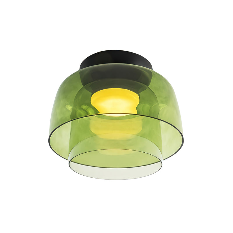 Plafondlamp Gelaagd Glas Metaal Zwart Groen Rookgrijs Oranje LED 32-42cm 3 Lichtkleuren