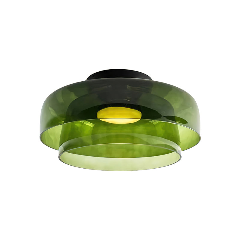 Plafondlamp Gelaagd Glas Metaal Zwart Groen Rookgrijs Oranje LED 32-42cm 3 Lichtkleuren