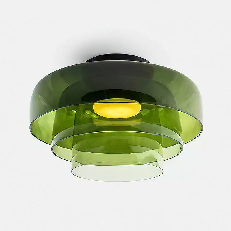 Plafondlamp Gelaagd Glas Metaal Zwart Groen Rookgrijs Oranje LED 32-42cm 3 Lichtkleuren