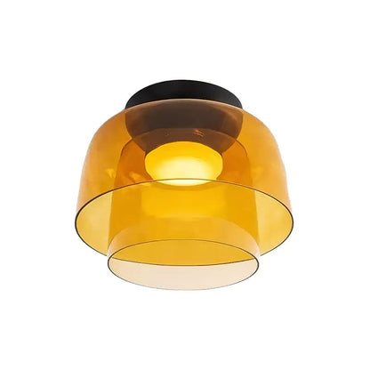 Plafondlamp Gelaagd Glas Metaal Zwart Groen Rookgrijs Oranje LED 32-42cm 3 Lichtkleuren