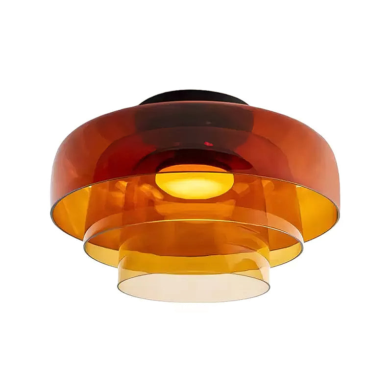 Plafondlamp Gelaagd Glas Metaal Zwart Groen Rookgrijs Oranje LED 32-42cm 3 Lichtkleuren