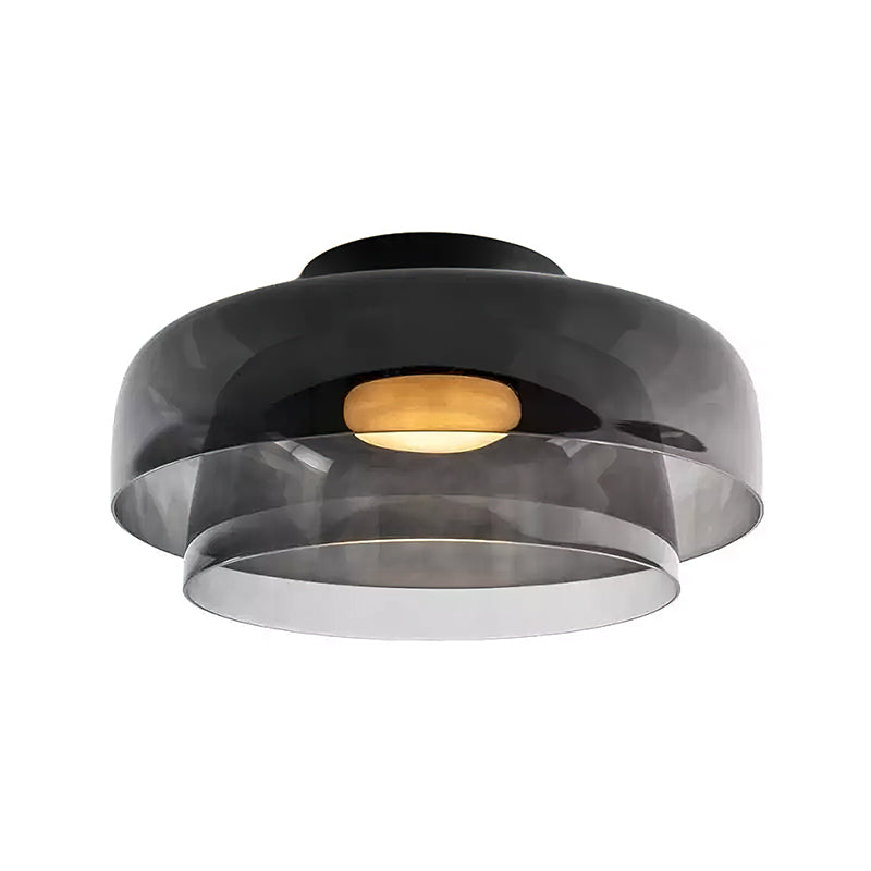 Plafondlamp Gelaagd Glas Metaal Zwart Groen Rookgrijs Oranje LED 32-42cm 3 Lichtkleuren