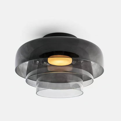Plafondlamp Gelaagd Glas Metaal Zwart Groen Rookgrijs Oranje LED 32-42cm 3 Lichtkleuren