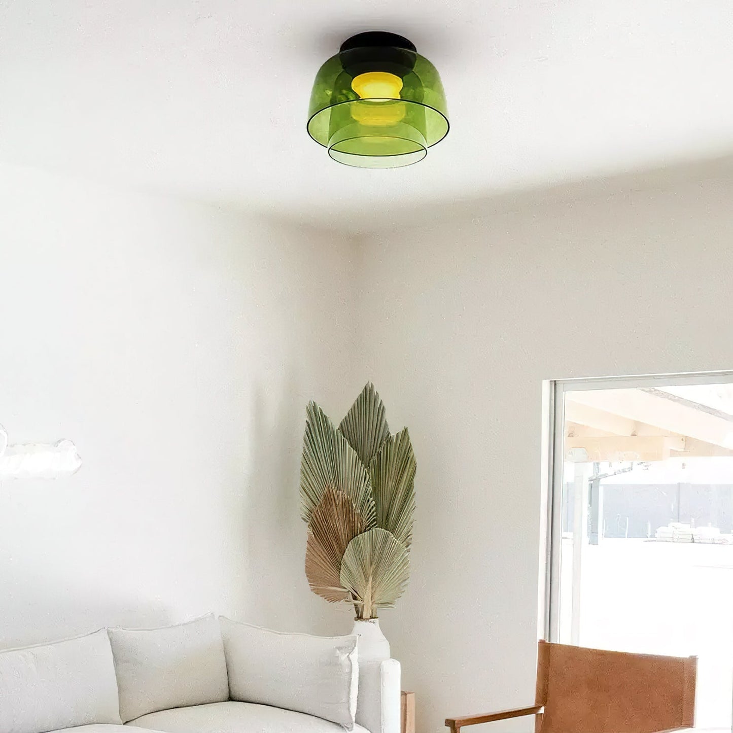 Plafondlamp Gelaagd Glas Metaal Zwart Groen Rookgrijs Oranje LED 32-42cm 3 Lichtkleuren
