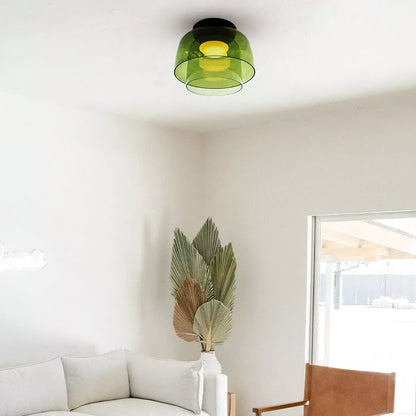 Plafondlamp Gelaagd Glas Metaal Zwart Groen Rookgrijs Oranje LED 32-42cm 3 Lichtkleuren