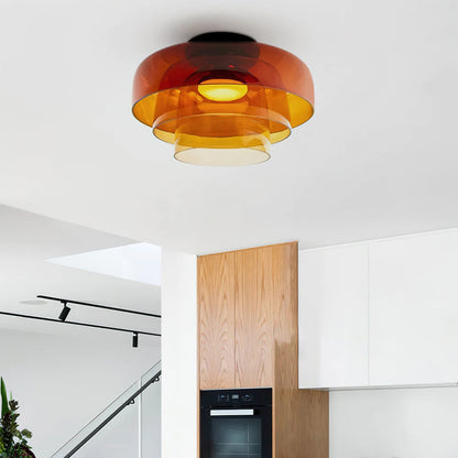Plafondlamp Gelaagd Glas Metaal Zwart Groen Rookgrijs Oranje LED 32-42cm 3 Lichtkleuren