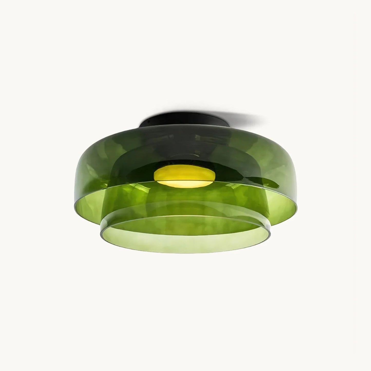 Plafondlamp Gelaagd Glas Metaal Zwart Groen Rookgrijs Oranje LED 32-42cm 3 Lichtkleuren