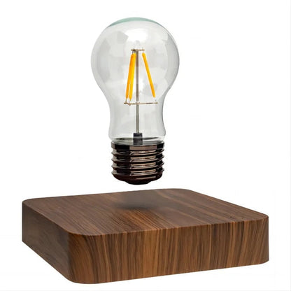 Magnetische Zwevende LED-Lamp met Walnoot Voet – Moderne Tafellamp voor Woonkamer