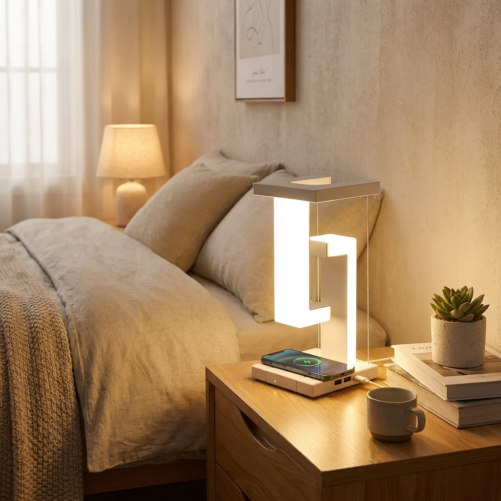 Tafellamp LED Draadloos Opladen Qi Zweefeffect Nachtkastlamp Slaapkamer Bureaulamp Modern Futuristisch Sfeerverlichting