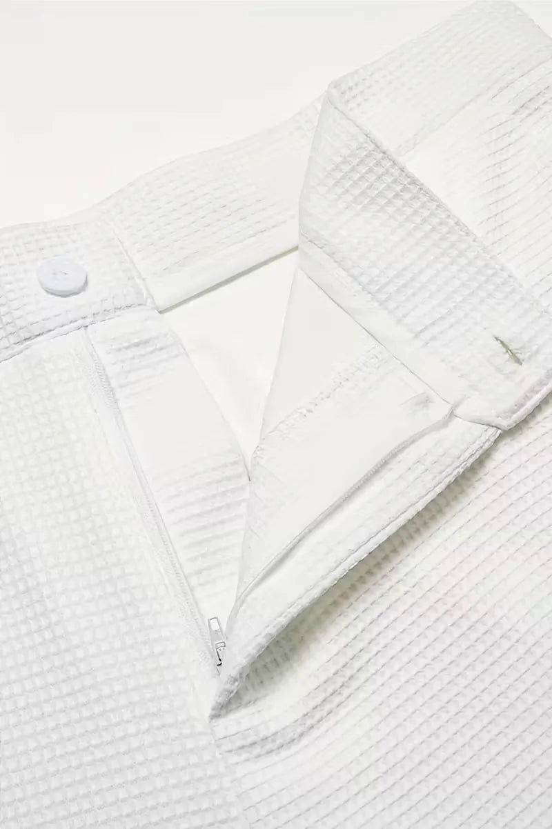 Lichte stof broek met rechte pijpen en zijzakken