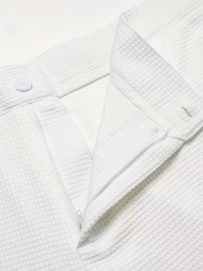 Lichte stof broek met rechte pijpen en zijzakken