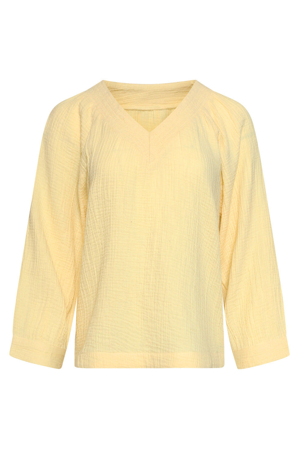 Lichtgele V-Hals Blouse Dames | Mousseline Tops Dames 3