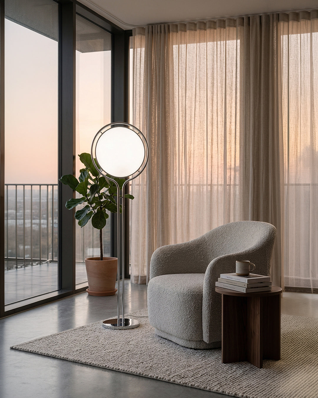 Moderne Vloerlamp met Chroomafwerking en Acrylbollen – Sfeervolle Verlichting voor Woonkamer en Slaapkamer