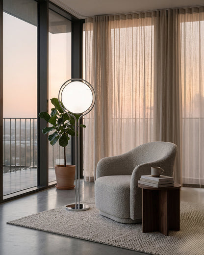 Moderne Vloerlamp met Chroomafwerking en Acrylbollen – Sfeervolle Verlichting voor Woonkamer en Slaapkamer