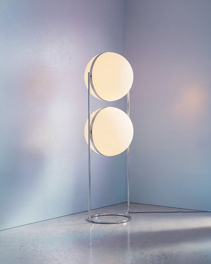 Moderne Vloerlamp met Chroomafwerking en Acrylbollen – Sfeervolle Verlichting voor Woonkamer en Slaapkamer
