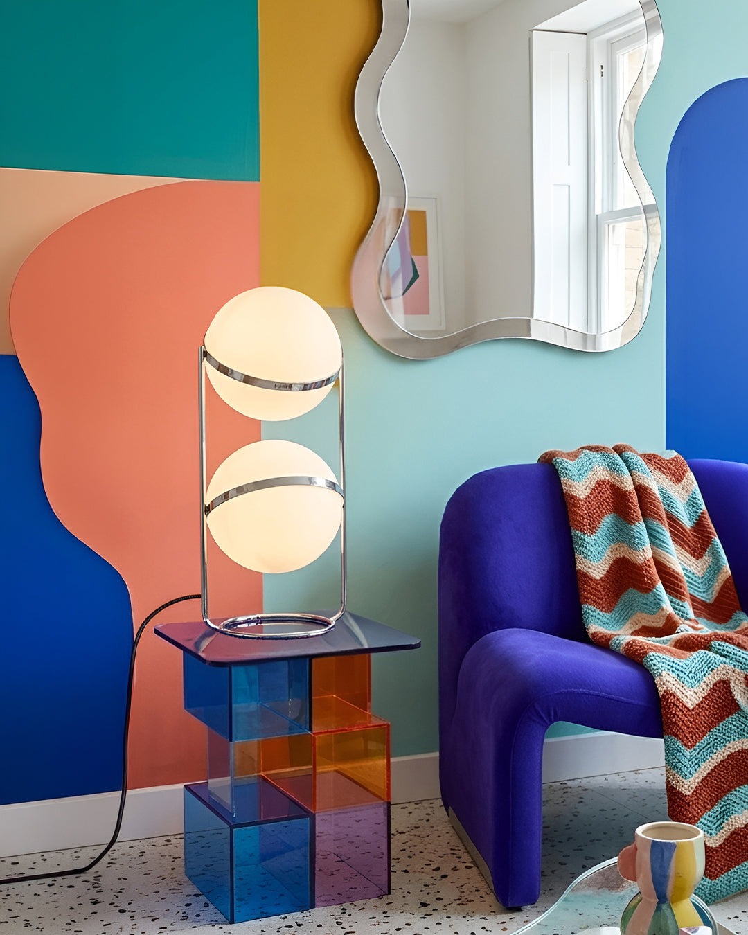 Moderne Vloerlamp met Chroomafwerking en Acrylbollen – Sfeervolle Verlichting voor Woonkamer en Slaapkamer
