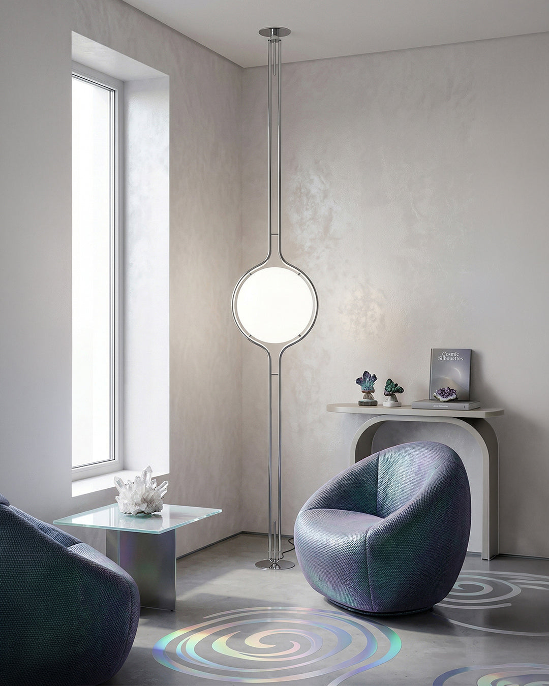 Moderne Vloerlamp met Chroomafwerking en Acrylbollen – Sfeervolle Verlichting voor Woonkamer en Slaapkamer