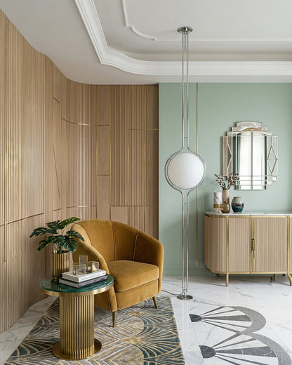 Moderne Vloerlamp met Chroomafwerking en Acrylbollen – Sfeervolle Verlichting voor Woonkamer en Slaapkamer