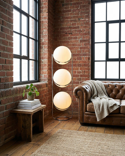 Moderne Vloerlamp met Chroomafwerking en Acrylbollen – Sfeervolle Verlichting voor Woonkamer en Slaapkamer