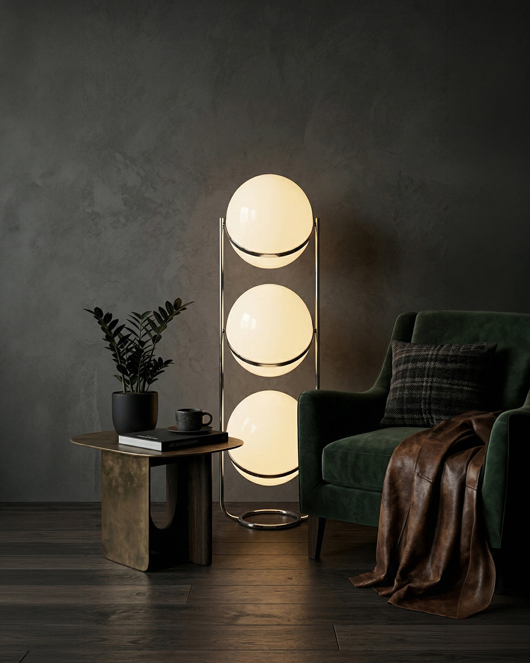 Moderne Vloerlamp met Chroomafwerking en Acrylbollen – Sfeervolle Verlichting voor Woonkamer en Slaapkamer
