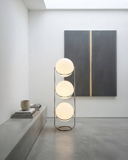 Moderne Vloerlamp met Chroomafwerking en Acrylbollen – Sfeervolle Verlichting voor Woonkamer en Slaapkamer