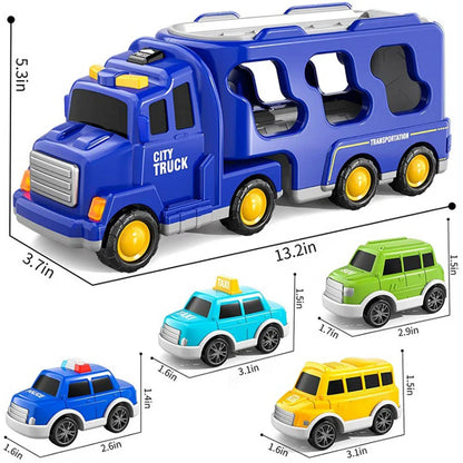 Speelgoed Autotransporter met Licht en Geluid voor Kinderen - Dubbeldeks Voertuigenset met Bergingsruimte