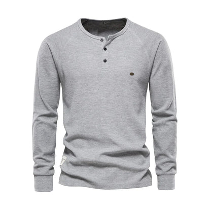 Heren Henley Shirt Lange Mouwen Casual Basic Streetwear