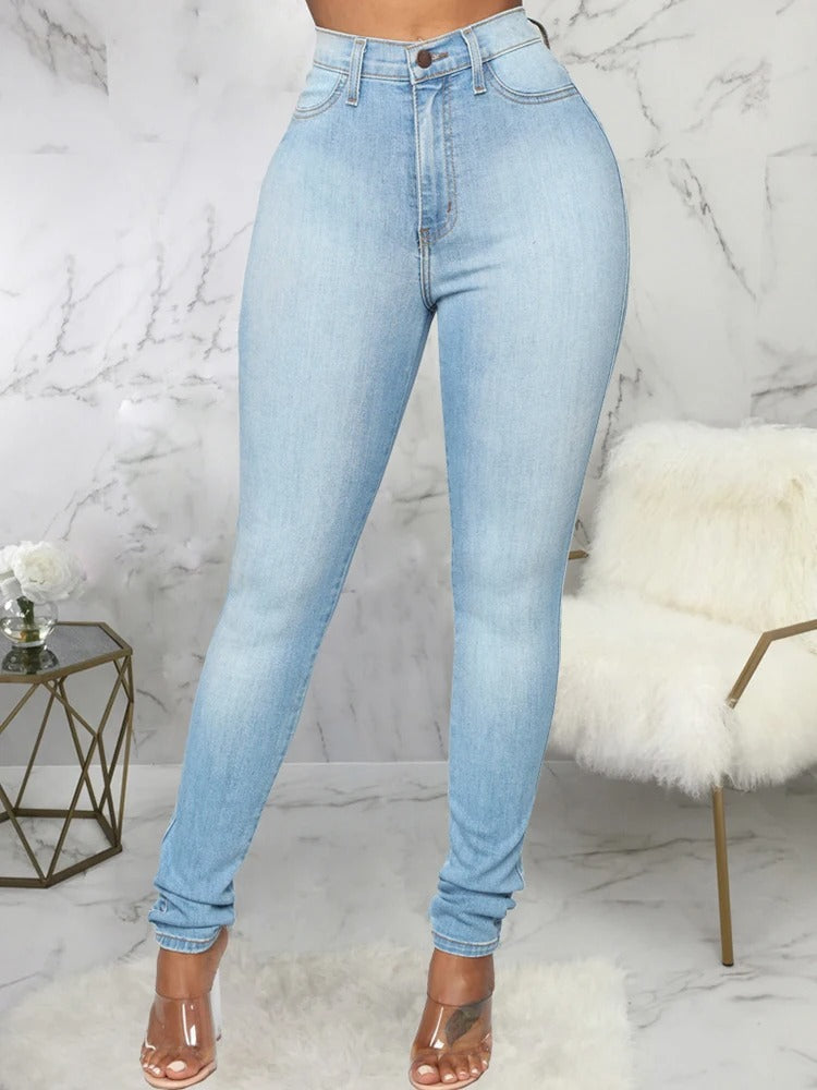 Hoge Taille Jeans Dames Elastisch Comfortabel