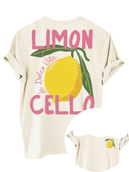 Limoncello | Dames T-shirt met Citroenprint Geel 3