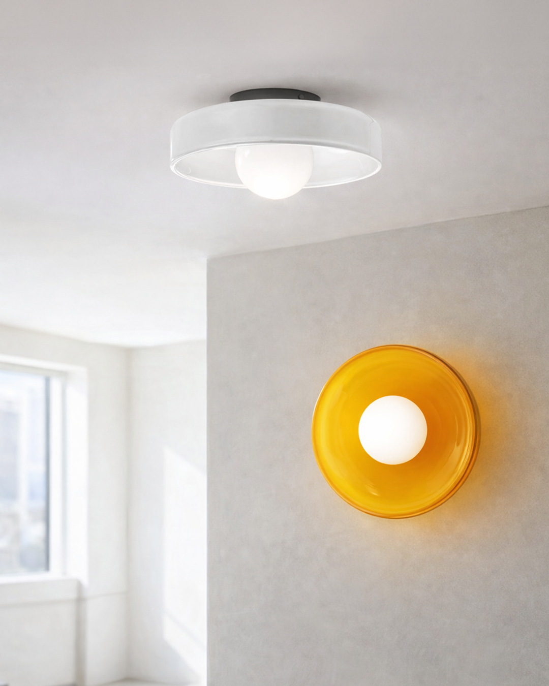 Minimalistische Glazen Wand- en Plafondlamp — Moderne Verlichting voor Gang & Slaapkamer — Dimbaar LED — Ø25 / Ø35 cm
