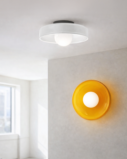 Minimalistische Glazen Wand- en Plafondlamp — Moderne Verlichting voor Gang & Slaapkamer — Dimbaar LED — Ø25 / Ø35 cm