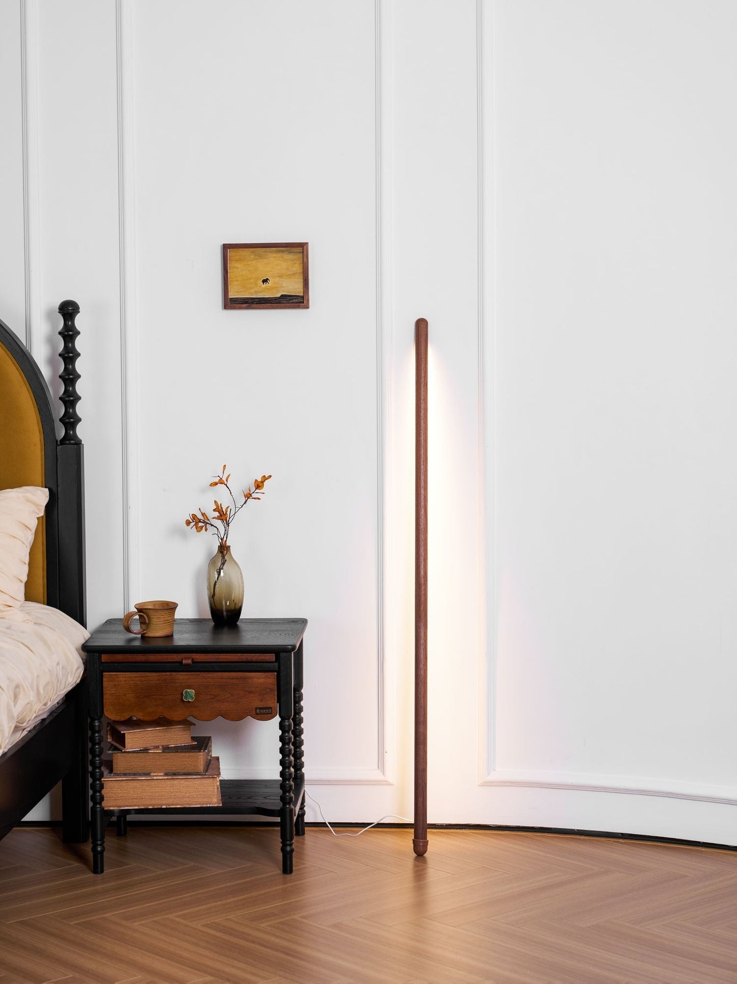 Scandinavische Vloerlamp Hout & Acryl met Geïntegreerde LED Staaflamp 135cm