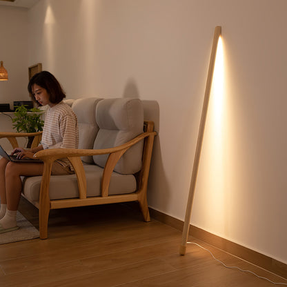 Scandinavische Vloerlamp Hout & Acryl met Geïntegreerde LED Staaflamp 135cm