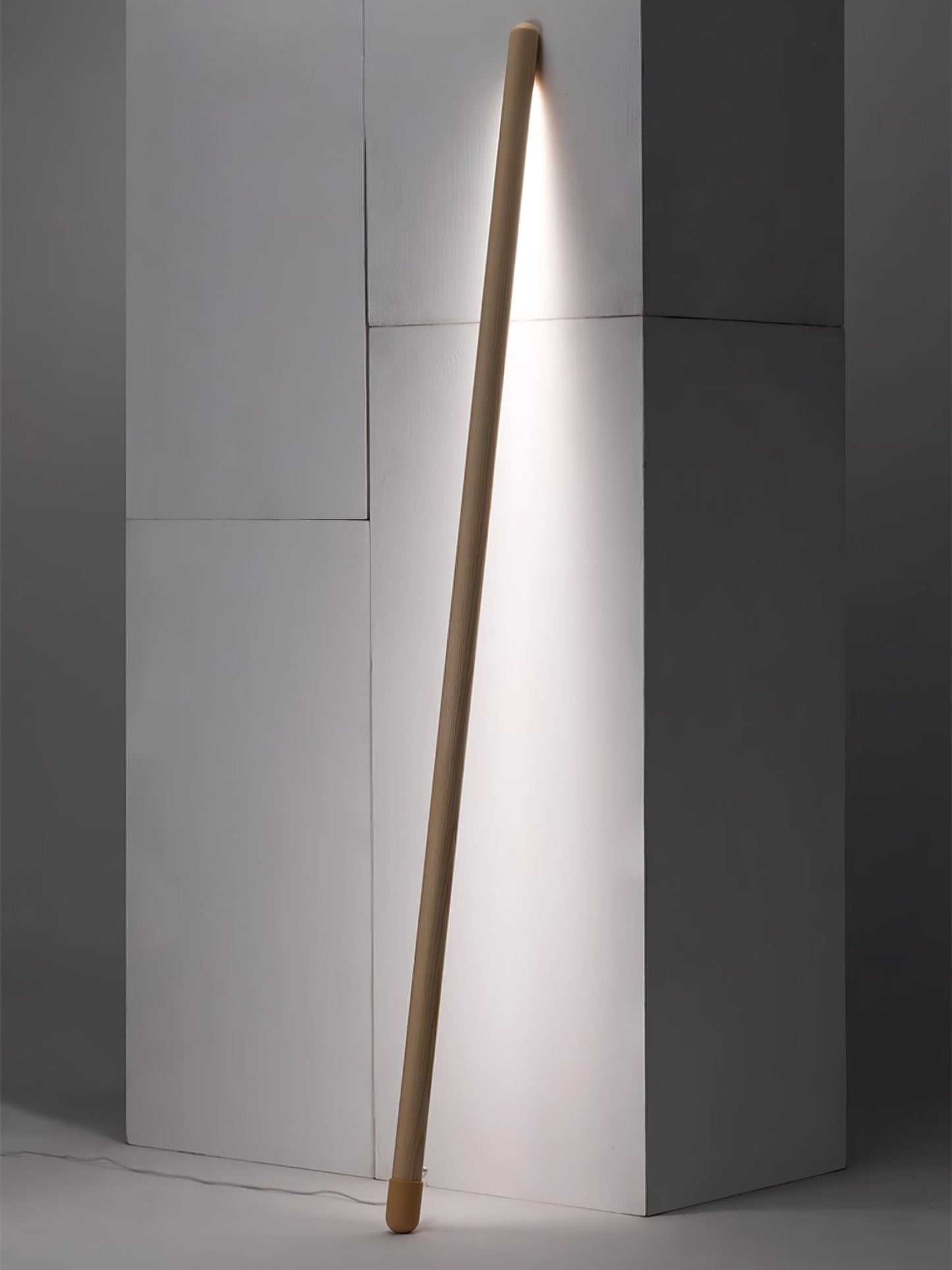 Scandinavische Vloerlamp Hout & Acryl met Geïntegreerde LED Staaflamp 135cm