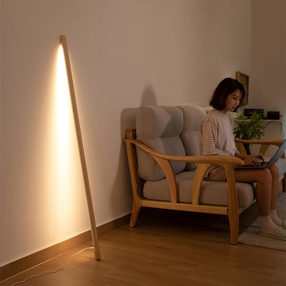 Scandinavische Vloerlamp Hout & Acryl met Geïntegreerde LED Staaflamp 135cm