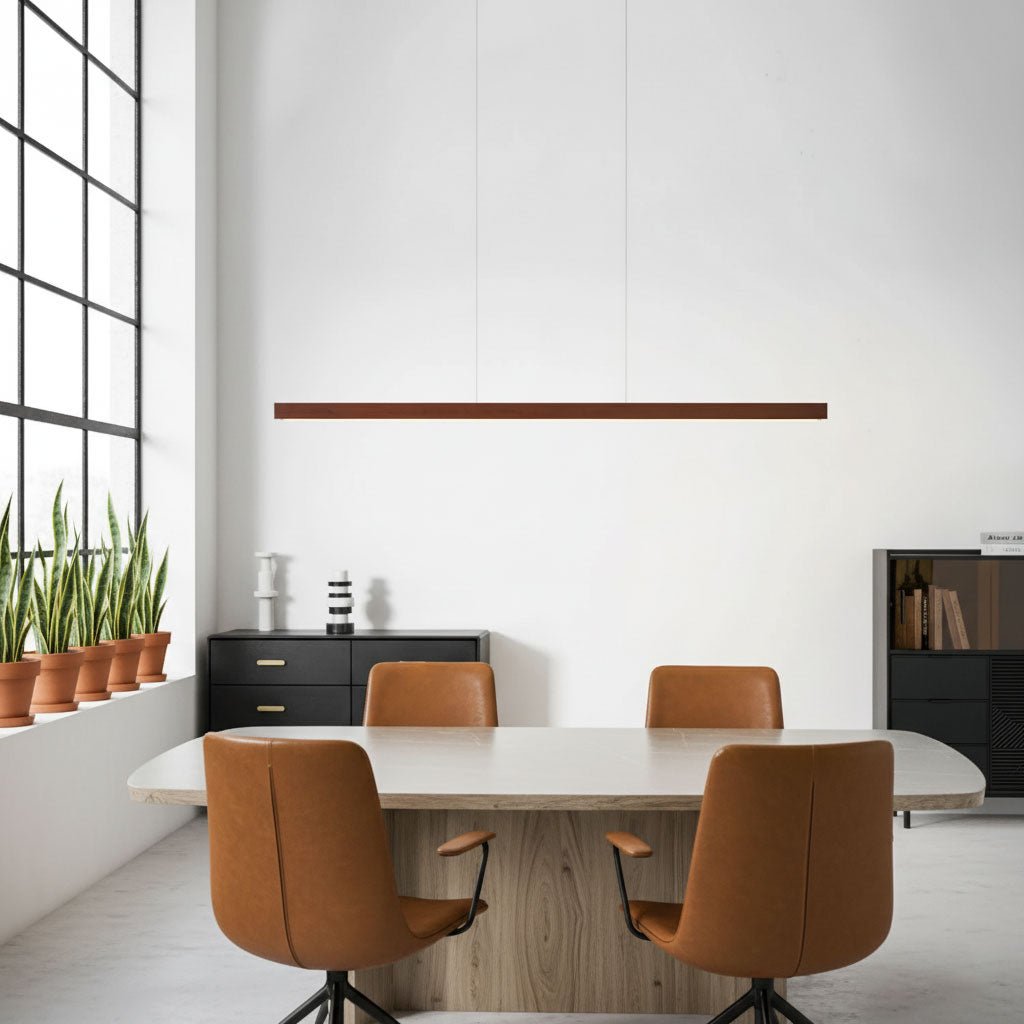 LED Hanglamp Hout Lineair Warm Licht Eettafel Kookeiland Minimalistisch Japandi Design Verstelbaar Snoer Balklamp