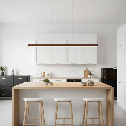 LED Hanglamp Hout Lineair Warm Licht Eettafel Kookeiland Minimalistisch Japandi Design Verstelbaar Snoer Balklamp