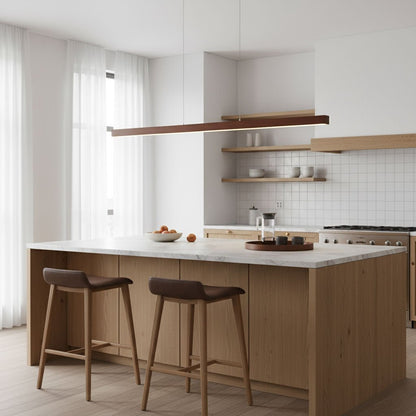 LED Hanglamp Hout Lineair Warm Licht Eettafel Kookeiland Minimalistisch Japandi Design Verstelbaar Snoer Balklamp