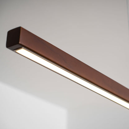 LED Hanglamp Hout Lineair Warm Licht Eettafel Kookeiland Minimalistisch Japandi Design Verstelbaar Snoer Balklamp