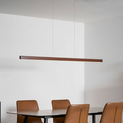 LED Hanglamp Hout Lineair Warm Licht Eettafel Kookeiland Minimalistisch Japandi Design Verstelbaar Snoer Balklamp