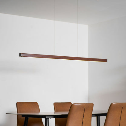 LED Hanglamp Hout Lineair Warm Licht Eettafel Kookeiland Minimalistisch Japandi Design Verstelbaar Snoer Balklamp